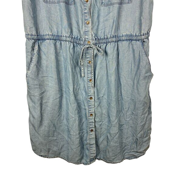 Daily Ritual Blue Chambray Shirt Dress Sz 16 XL Short Sleeve Casual Lyocell - Picture 6 of 10